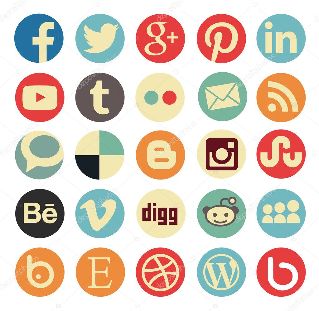 Simple social media icon retro style