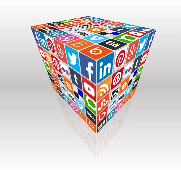 Concetto di social media cubo — Vettoriale Stock