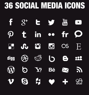 36 Sosyal Medya Icons - yeni sürüm