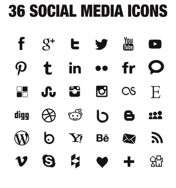 36 Sosyal Medya Icons - yeni sürüm