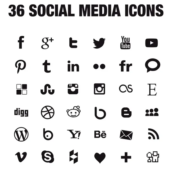 36 iconos de redes sociales - nueva versión — Archivo Imágenes Vectoriales