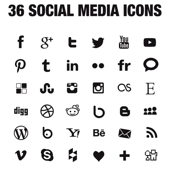 36 iconos de redes sociales - nueva versión — Vector de stock