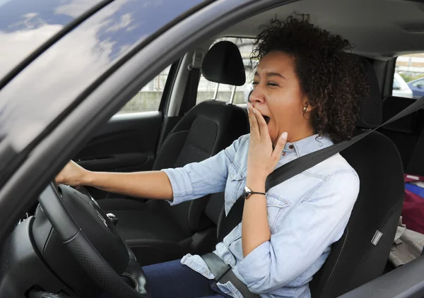 Fatigue-Wheel Young woman asleep — Stock Photo, Image