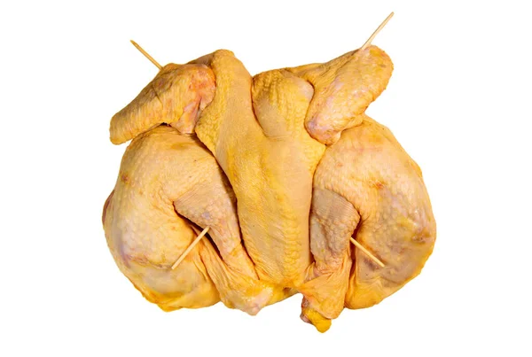 Receita de frango cru em estilo americano no fundo branco — Fotografia de Stock