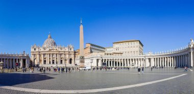 Saint Peters Square, Vatican.,Rome, 03.20.2021, Basilica of Saint Peter, The grandiose square in front of the main cathedral of Christendom and square clipart