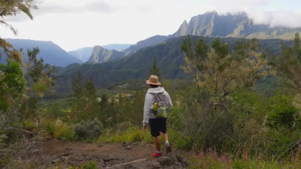 Panorama Réunion Island Hory Při Východu Slunce Vidět Piton Maido — Stock video