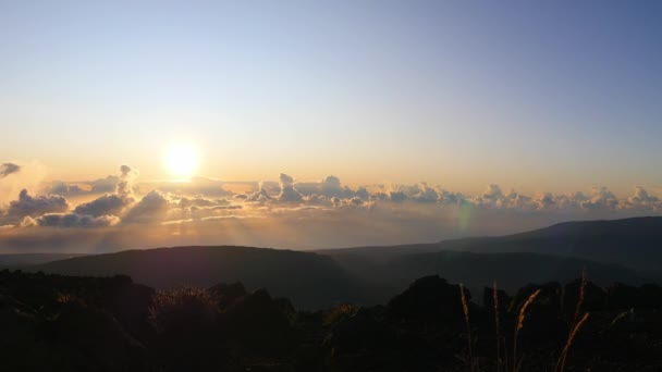 Panorama Reunion Island Mantiene Durante Alba Visto Dal Piton Maido — Video Stock