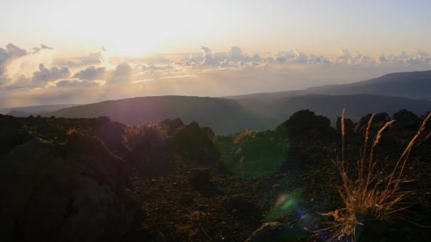 Panorama Der Berge Der Insel Réunion Bei Sonnenaufgang Vom Piton — Stockvideo