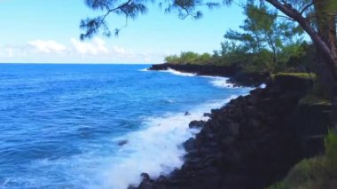 Saint-Philippe, Reunion, Reunion Adası 'ndaki volkanik bahçe kayaları. Yüksek kaliteli FullHD görüntüler