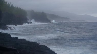 Saint-Philippe, Reunion, Reunion Adası 'ndaki volkanik bahçe kayaları. Yüksek kaliteli FullHD görüntüler