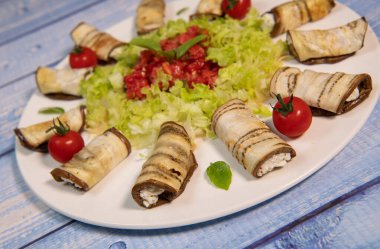 RICOTTA ÇİRİ VE VINAIGRETTE 'Nİ SÜRÜLTÜ Gri AVETİN RESİFİ. Yüksek kalite fotoğraf