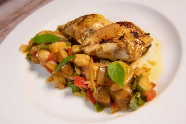 Recipe Grilled Basquaise Chicken Vegetables Ratatouille High Quality Photo — Stockfoto