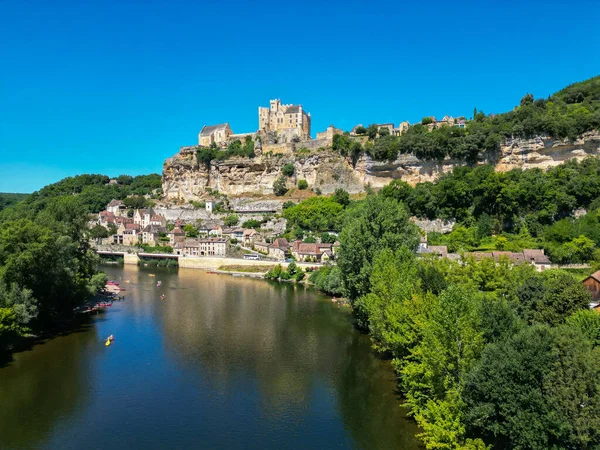 Aerial View Beynac Castle Dordogne Perigord France High Quality Photo — Foto de Stock