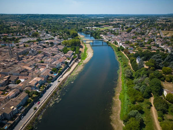 Aerial View Sainte Foy Grande Dordogne River Gironde France High — Foto de Stock