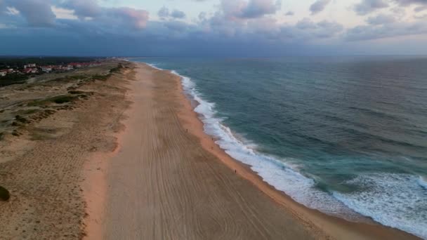 Αεροφωτογραφία Της Παραλίας Seignosse Ocean Landes Nouvelle Aquitaine Γαλλία Υψηλής — Αρχείο Βίντεο