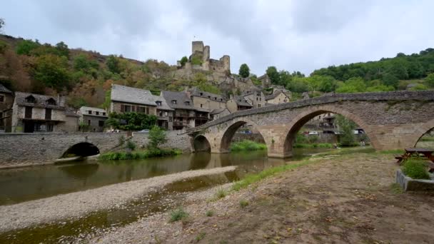 Belcastel Medieval Castle Town South France Aveyron Occitania View Antique — Wideo stockowe