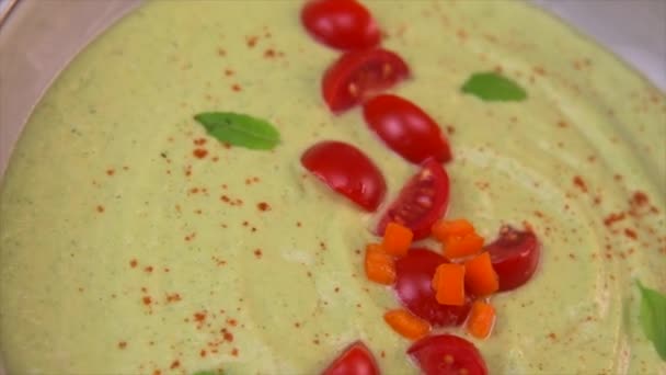 Vegan Recipe Cucumber Courgette Gazpacho Tomatoes High Quality Video — Stockvideo