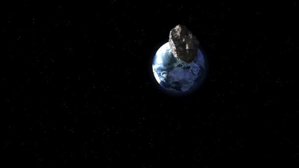 Астероид, сжимающий Землю — стоковое видео