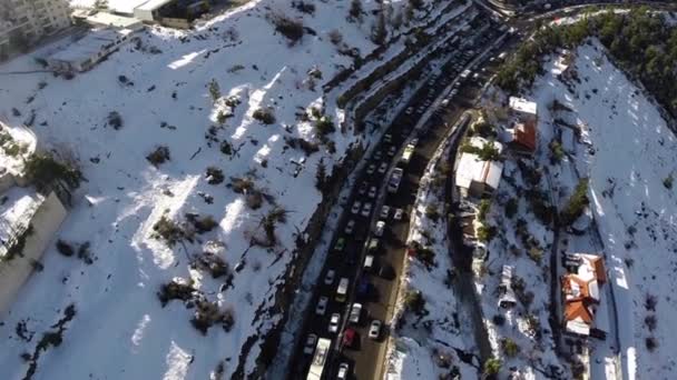 Routes de Jérusalem dans la neige — Video