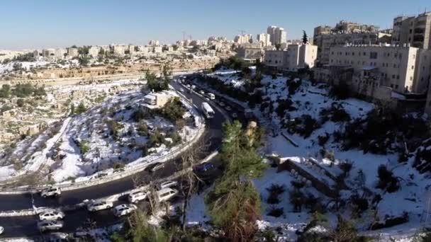 Caminos de Jerusalén en la nieve — Vídeo de stock