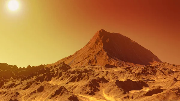 Pianeta Marte Montagne Rocciose Vista Aerea Volata Aerea Sopra Pianeta — Foto Stock