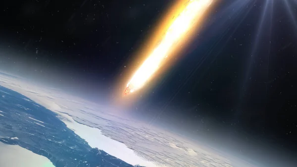 Asteroidowe Spalanie Meteorytów Atmosferze Ziemskiejcinematic Outer Space View Fast Płonący — Zdjęcie stockowe