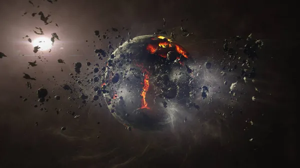 Meteor Göktaşları Çarptıktan Sonra Yok Olan Yıldızın Sıcak Lav Magmasına Telifsiz Stok Fotoğraflar