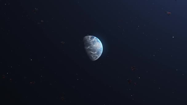 Meteorlar Dev Göktaşı Gezegeni Dünya Sineması Dış Uzay Görüşü Küresel — Stok video