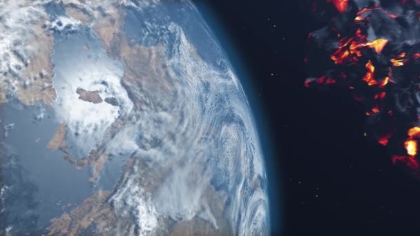 Büyük Göktaşı Taşı Gezegeni Dünya Sinematik Uzay Görüşü Küresel Tehlike — Stok video