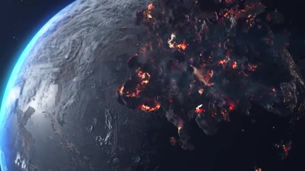 Meteorito Asteroides Rock Encabezando Planeta Tierra Con Roca Llamas Debriscinematic — Vídeo de stock