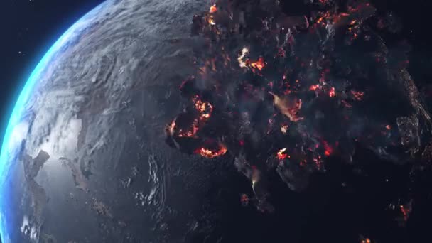 Meteorito Asteroides Rock Encabezando Planeta Tierra Con Roca Llamas Debriscinematic — Vídeo de stock