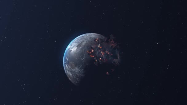 Asteroit Göktaşları Dünya Doğru Gelen Kayalar Yanan Debriscamera Ile Asteroit — Stok video