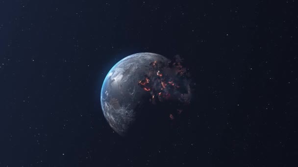 Aszteroidák Meteorok Sziklák Irány Föld Égő Törmelékkel Kamera Repül Belsejében — Stock videók