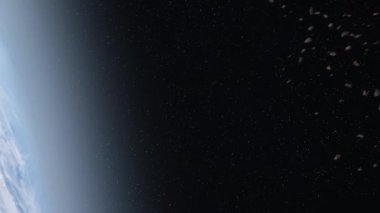 Meteor yağmuru, Dünya atmosferinde yanan göktaşları, Dünya 'yı bombalayan devasa asteroitlerin sinematik dış uzay görüntüsü.