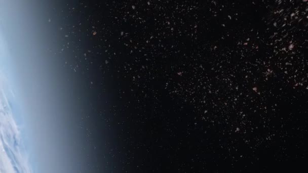 Lluvia Meteoritos Aseroides Ardiendo Atmósfera Tierravista Cinematográfica Del Espacio Exterior — Vídeos de Stock