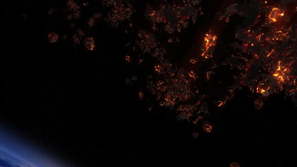 Dünya Atmosferinde Yanan Büyük Göktaşları Dünya Giren Devasa Asteroitlerin Sinematik — Stok video
