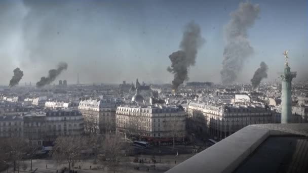 Paris City Attack War Jets Illustration3D Rendering Live Action Footage — Vídeo de stock