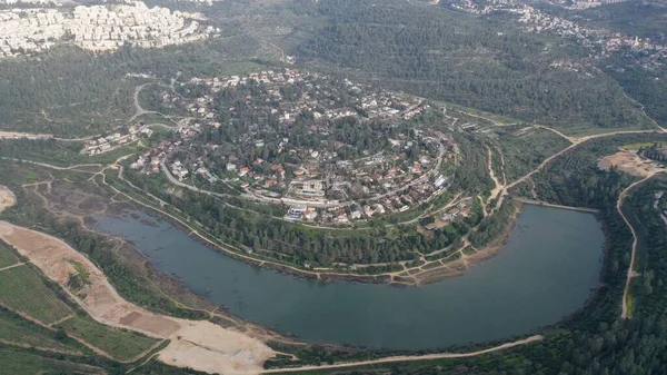 Jerusalem Dam Spring Aerial Viewdrone View Beit Zait Barrage April — Stock Photo, Image