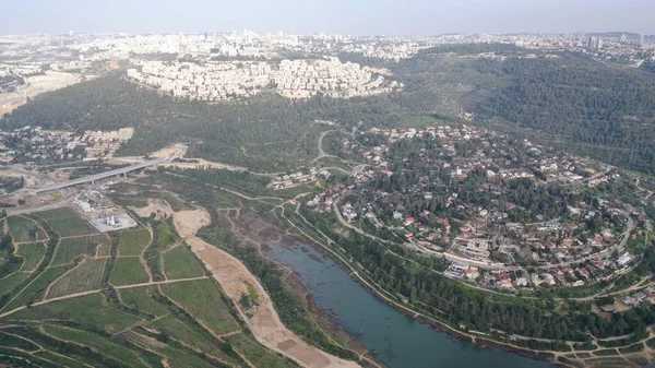Jerozolima Tama Wiosennym Widoku Powietrza Drone Widok Zait Zait Zait Zdjęcia Stockowe bez tantiem