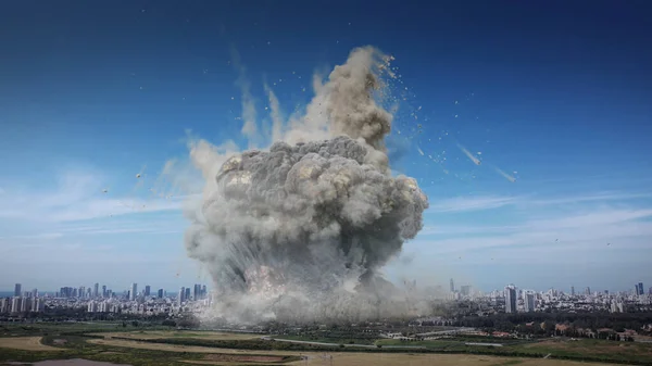 Rendering Massive Tactical Nuclear Explosion City Aerial Viewdrone View Tel Obrazek Stockowy