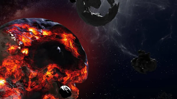 Rendering Cinematic View Earth Moon Dying Massive Space Event Illustration Telifsiz Stok Imajlar