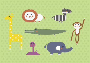 sevimli çizgi safari orman hayvanları dijital clip art clipart ayarla - scrapbooking için kart