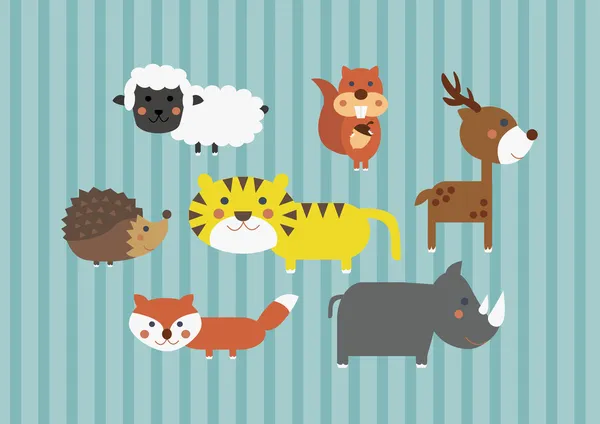Cute Cartoon Safari Forest Animals Digital Clip Art Clipart Set - For Scrapbooking, Card Making, Invites — Stock Photo, Image