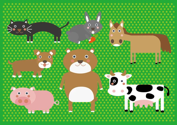 Niedliche Cartoon-Bauernhof-Tiere digitales Cliparts-Set - für Scrapbooking, Kartenbasteln, Einladungen — Stockvektor