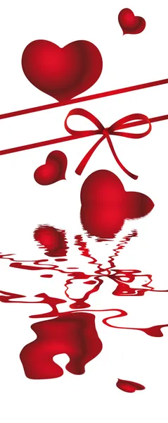 Valentine Card, with hearts and banner — Stockfoto