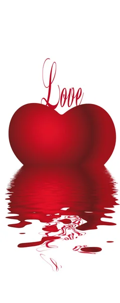 Tarjeta de San Valentín, con corazones y estandarte — Foto de Stock