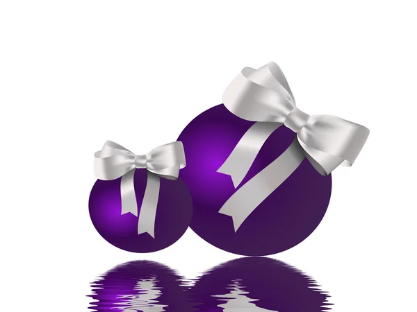 Фиолетовая лента и безделушка вдохновили рождественскую открытку — стоковое фото