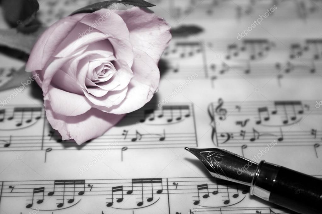 Rose on musical notes page ⬇ Stock Photo, Image by © mysky #40076073