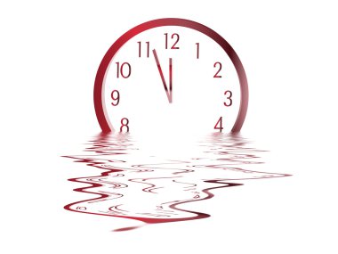 sudaki yansıması ile saat