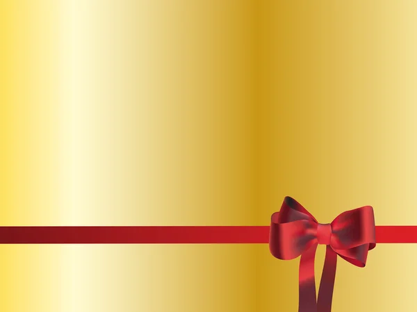 Gold background with red bow — Stock Photo, Image